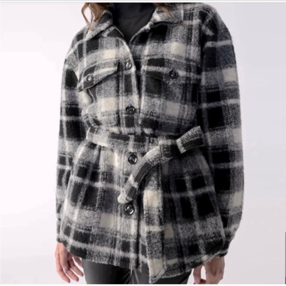Sanctuary Black and White Plaid Shacket